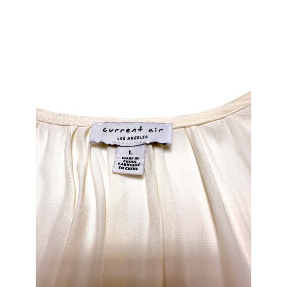 Current Air Ivory Pleated Peplum Smocked Waist Blouse Size Large - Picture 4 of 10